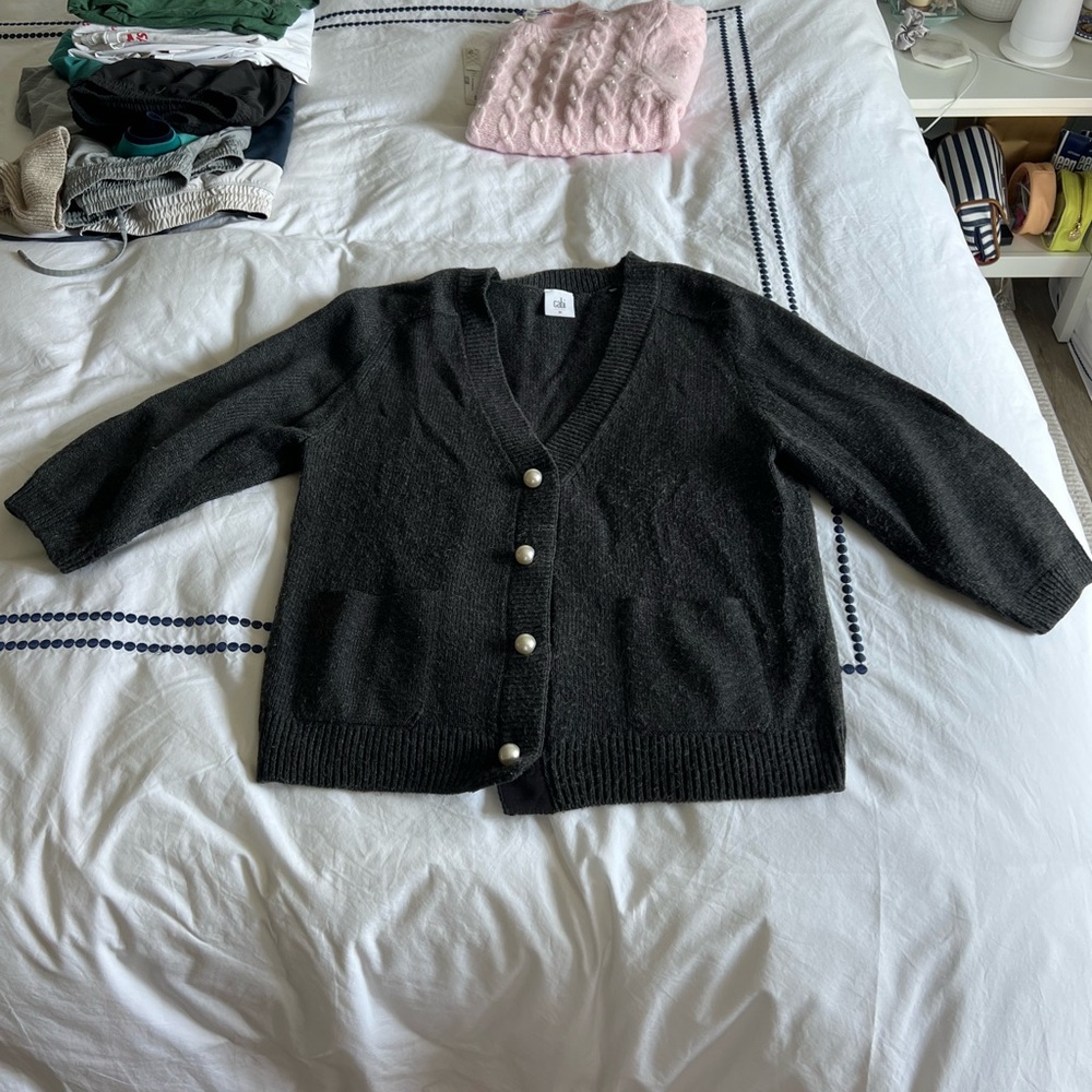 CAbi Black Button-Up Cardigan